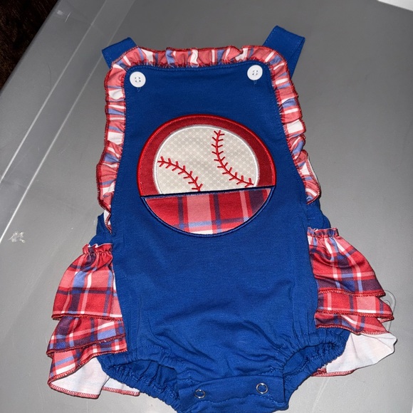Abby & Evie Other - Blue and Red Baseball-Themed Kids One Piece- NWOT